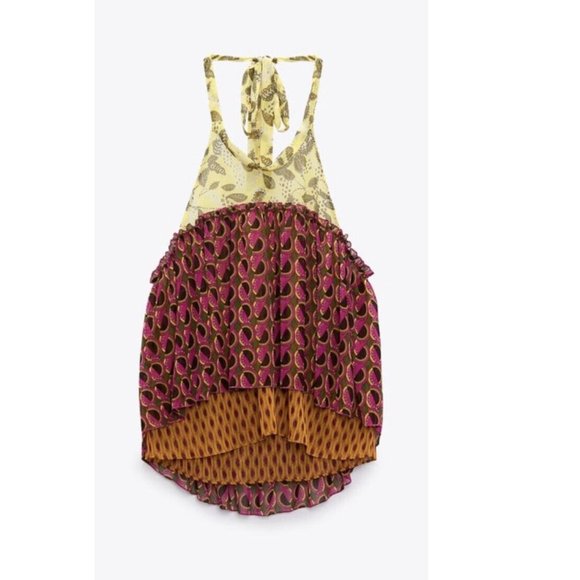 NWT - Zara Boho Peplum Halter Neck Top - Picture 8 of 10